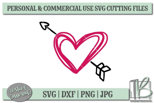 Heart With Arrow SVG File, Valentine's SVG File SVG TB Designs 