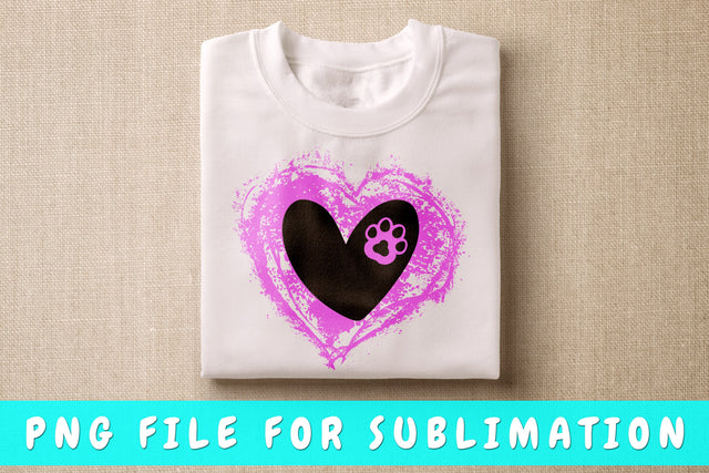Heart With Cat Paw PNG, Cat Quote Design For Sublimation Sublimation HappyDesignStudio 