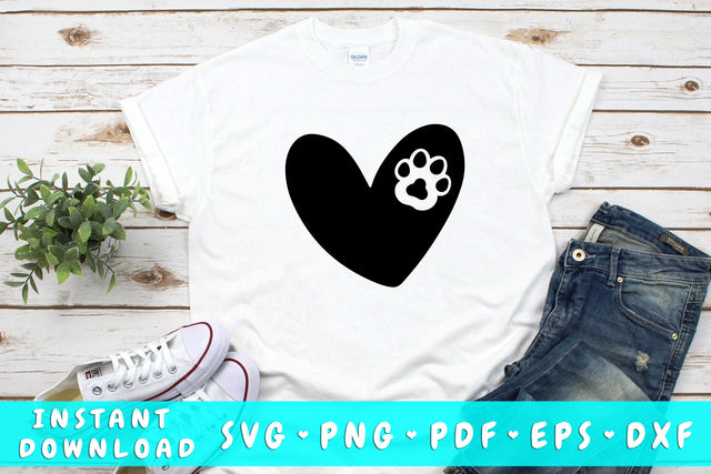 Heart With Cat Paw SVG SVG HappyDesignStudio 