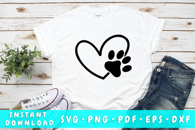 Heart With Dog Paw SVG SVG HappyDesignStudio 