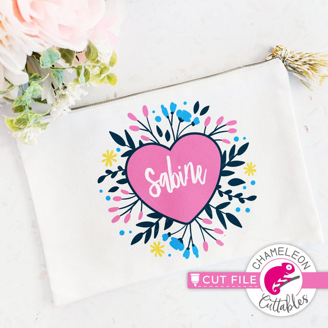 Heart with Flowers layerd svg png dxf SVG Chameleon Cuttables 