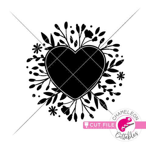 Heart with Flowers svg png dxf SVG Chameleon Cuttables 