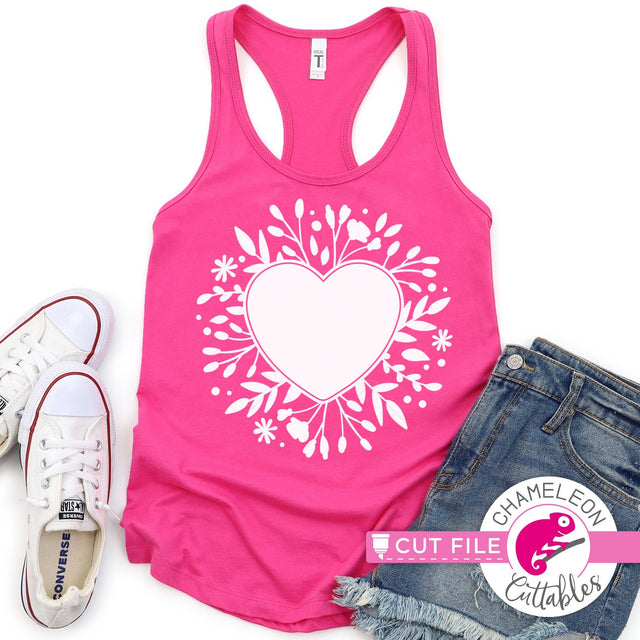 Heart with Flowers svg png dxf SVG Chameleon Cuttables 