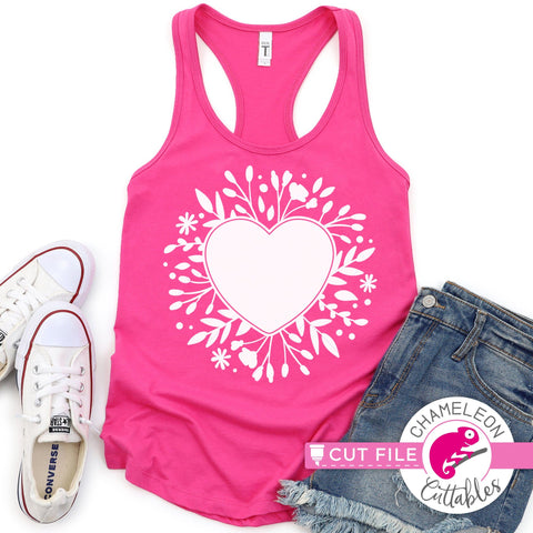 Heart with Flowers svg png dxf SVG Chameleon Cuttables 