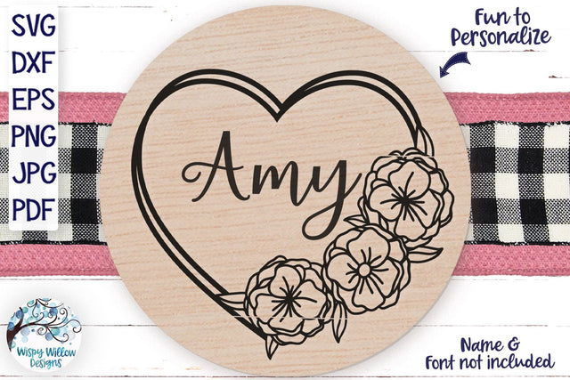 Heart with Flowers Svg SVG Wispy Willow Designs 