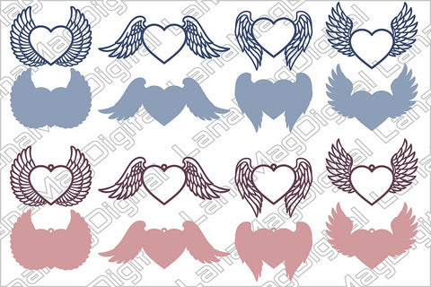 Heart with wings svg, Memorial ornament Angel wings laser cut SVG LanaMagDigital 