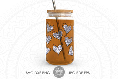 Heart Wrap SVG for 16oz can glass SVG Artisan Craft SVG 