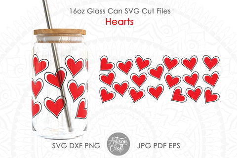 Heart Wrap SVG for 16oz can glass SVG Artisan Craft SVG 