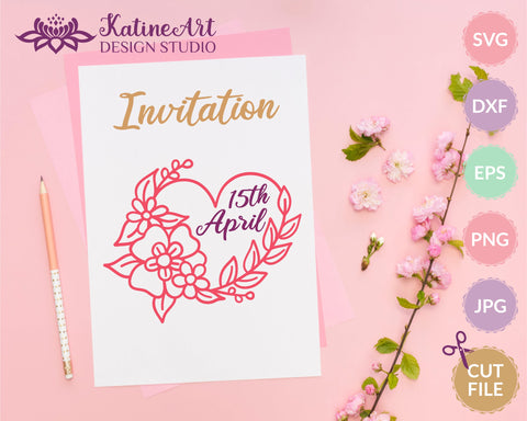 Heart wreath svg, floral heart svg, heart border svg, heart frame svg, love svg, wedding svg, flower frame svg, Wedding frame, Valentines day svg SVG KatineDesign 