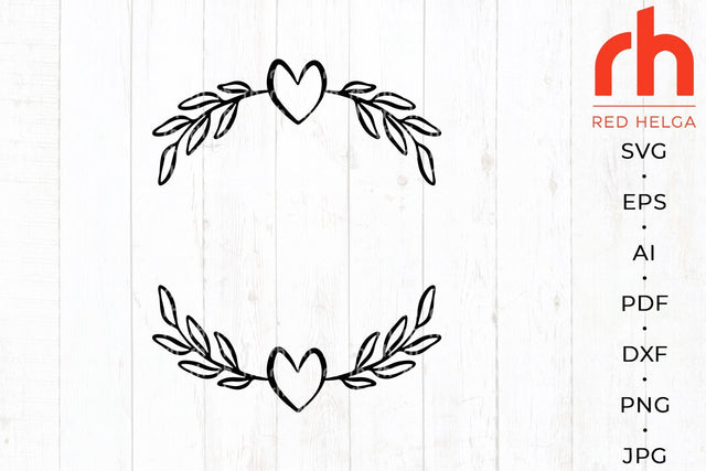 Heart wreath svg - Heart border svg - Wedding heart svg - Heart divider svg SVG RedHelgaArt 