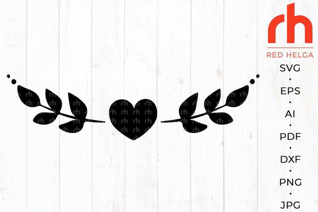 Heart wreath svg - Heart divider svg - Heart branch svg SVG RedHelgaArt 