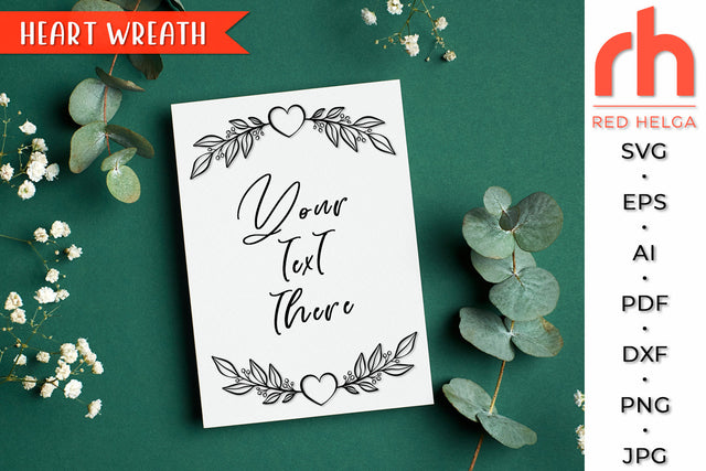 Heart Wreath SVG - Leaves Frame Cut File SVG RedHelgaArt 
