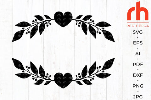 Heart Wreath SVG - Leaves Frame Cut File SVG RedHelgaArt 