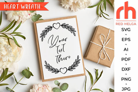Heart Wreath SVG - Leaves Frame Cut File SVG RedHelgaArt 