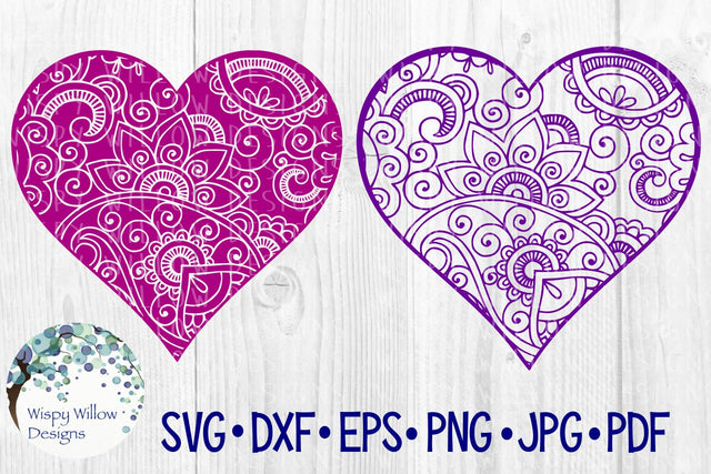 Heart Zentangle Bundle SVG Wispy Willow Designs 