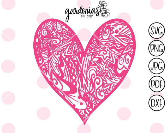 Heart Zentangle Doodle SVG Gardenias Art Shop 
