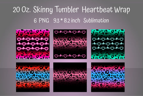 Heartbeat 20 Oz Skinny Skinny Tumbler design. Neon Valentines Day Sublimation. Sublimation Kseniia designer 