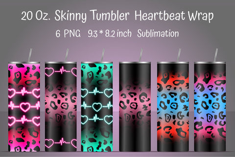 Heartbeat 20 Oz Skinny Skinny Tumbler design. Neon Valentines Day Sublimation. Sublimation Kseniia designer 
