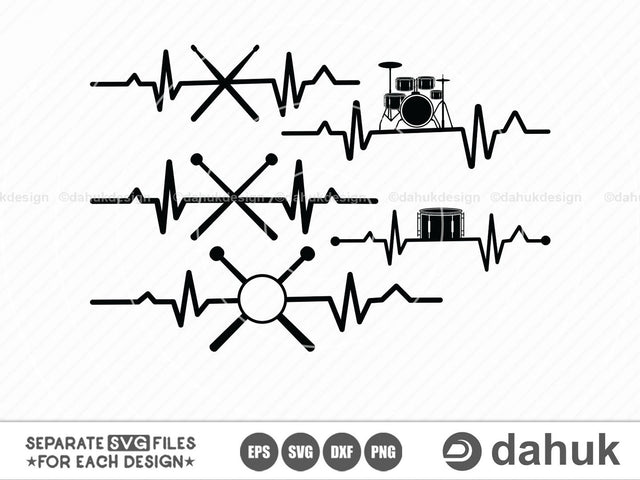 Heartbeat Drumsticks svg, Percussion svg, Marching Band svg, Vector drumsticks, Drumming svg, clipart, cricut design space, vinyl cut files SVG dahukdesign 