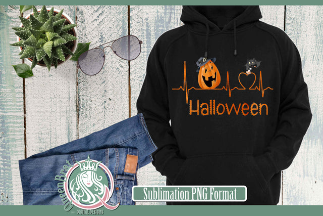 Heartbeat Halloween Sublimation Sublimation QueenBrat Digital Designs 