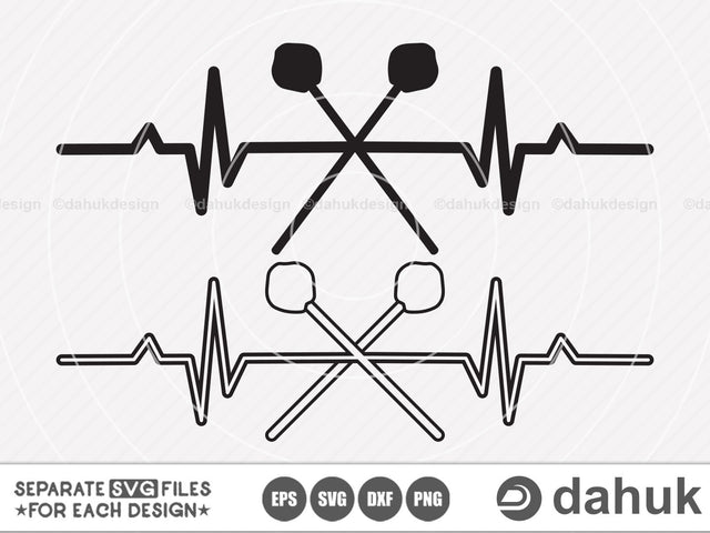 Heartbeat Marimba Mallets SVG, Percussion svg, Marching Band svg, Vector drumsticks, Drumming svg, Design space, vinyl cut files, cut file, SVG dahukdesign 