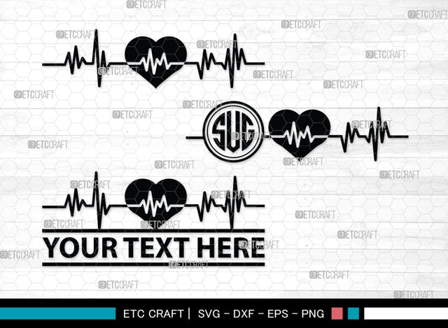 Heartbeat Monogram, Heartbeat Silhouette, Heartbeat SVG, Stethoscope Svg, Pulse Svg, Medical Svg, SB00144 SVG ETC Craft 