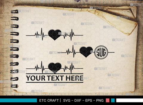 Heartbeat Monogram, Heartbeat Silhouette, Heartbeat SVG, Stethoscope Svg, Pulse Svg, Medical Svg, SB00144 SVG ETC Craft 
