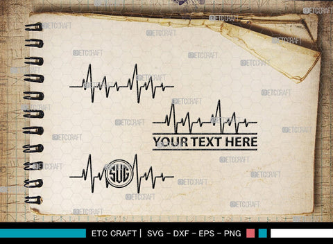 Heartbeat Monogram, Heartbeat Silhouette, Heartbeat SVG, Stethoscope Svg, Pulse Svg, Medical Svg, SB00144 SVG ETC Craft 