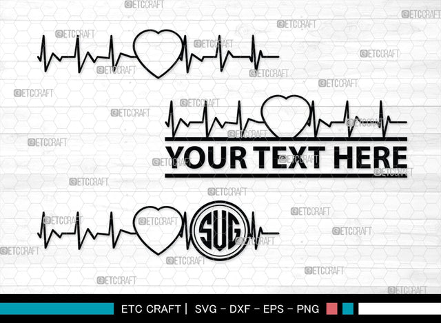 Heartbeat Monogram, Heartbeat Silhouette, Heartbeat SVG, Stethoscope Svg, Pulse Svg, Medical Svg, SB00144 SVG ETC Craft 