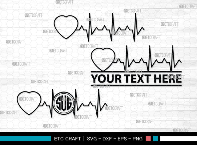 Heartbeat Monogram, Heartbeat Silhouette, Heartbeat SVG, Stethoscope Svg, Pulse Svg, Medical Svg, SB00144 SVG ETC Craft 