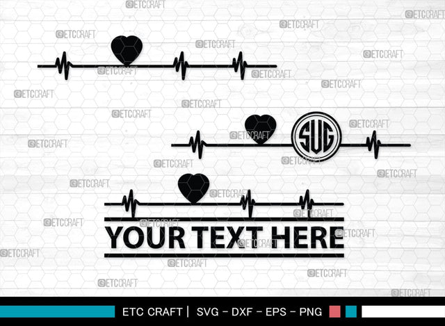 Heartbeat Monogram, Heartbeat Silhouette, Heartbeat SVG, Stethoscope Svg, Pulse Svg, Medical Svg, SB00144 SVG ETC Craft 