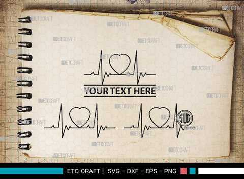 Heartbeat Monogram, Heartbeat Silhouette, Heartbeat SVG, Stethoscope Svg, Pulse Svg, Medical Svg, SB00144 SVG ETC Craft 