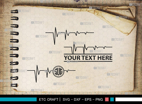 Heartbeat Monogram, Heartbeat Silhouette, Heartbeat SVG, Stethoscope Svg, Pulse Svg, Medical Svg, SB00144 SVG ETC Craft 