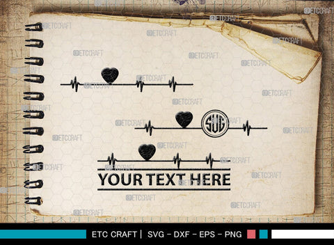 Heartbeat Monogram, Heartbeat Silhouette, Heartbeat SVG, Stethoscope Svg, Pulse Svg, Medical Svg, SB00144 SVG ETC Craft 