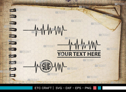 Heartbeat Monogram, Heartbeat Silhouette, Heartbeat SVG, Stethoscope Svg, Pulse Svg, Medical Svg, SB00144 SVG ETC Craft 