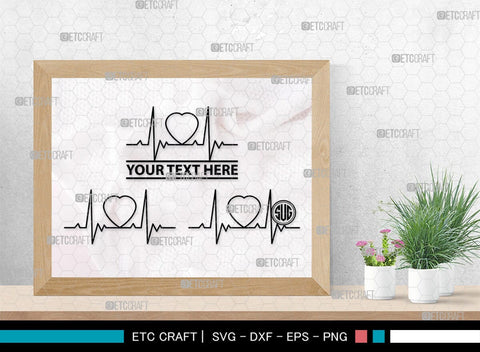 Heartbeat Monogram, Heartbeat Silhouette, Heartbeat SVG, Stethoscope Svg, Pulse Svg, Medical Svg, SB00144 SVG ETC Craft 