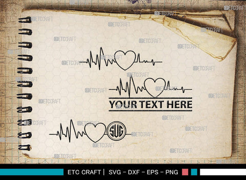 Heartbeat Monogram, Heartbeat Silhouette, Heartbeat SVG, Stethoscope Svg, Pulse Svg, Medical Svg, SB00144 SVG ETC Craft 