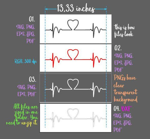 Heartbeat Print & Cut SVG Digitals by Hanna 