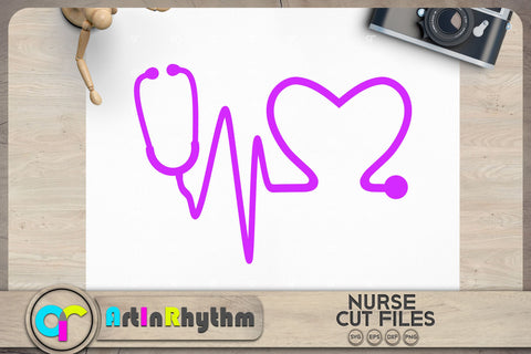 Heartbeat stethoscope SVG / nurse / doctor SVG Artinrhythm shop 