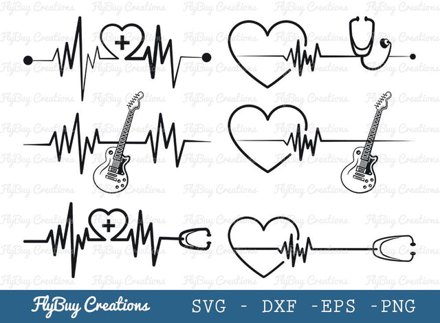 Heartbeat Svg Cut File| Hospital | Healthcare | Nurse | Medical | Heartbeat Silhouette | Guitar SVG ETC Craft 
