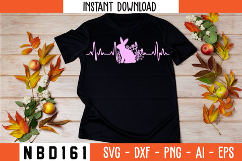 heartbeat with EASTER T-Shirt Design SVG Nbd161 
