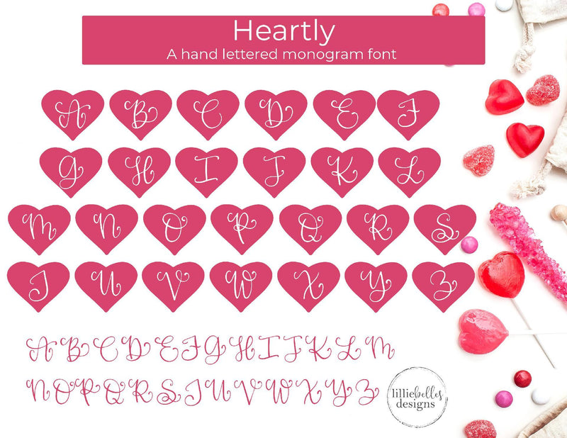 Heartly Monogram Font Font lillie belles designs