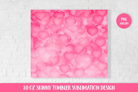 Hearts background skinny tumbler sublimation wrap. Valentines Day tumbler Sublimation LaBelezoka 