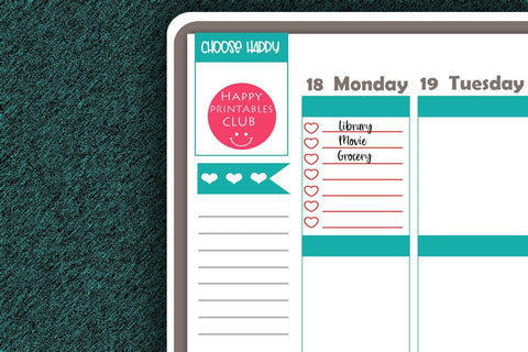Hearts Checkbox Planner Stickers-Functional Valentines Day Planner Stickers SVG Happy Printables Club 