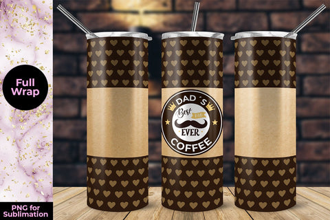 Hearts Dad´s Coffee 20oz Skinny Tumbler Wrap Template Sublimation Sublimation Sublimatiz Designs 