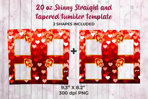 Hearts Design Tumbler Sublimation Template with Photo Frame 20 oz Sublimation Sublimatiz Designs 