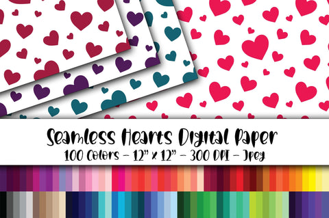 Hearts Digital Paper - 100 Seamless Digital Files Digital Pattern Old Market 