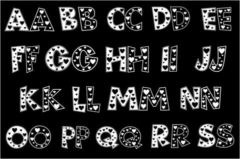 Hearts Font | An All Caps Fun Font Full of Hearts Font MissMarysEmbroidery 