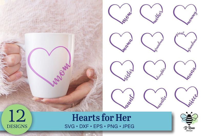 Hearts for Her SVG Bundle | Mother's Day SVG SVG B Renee Design 