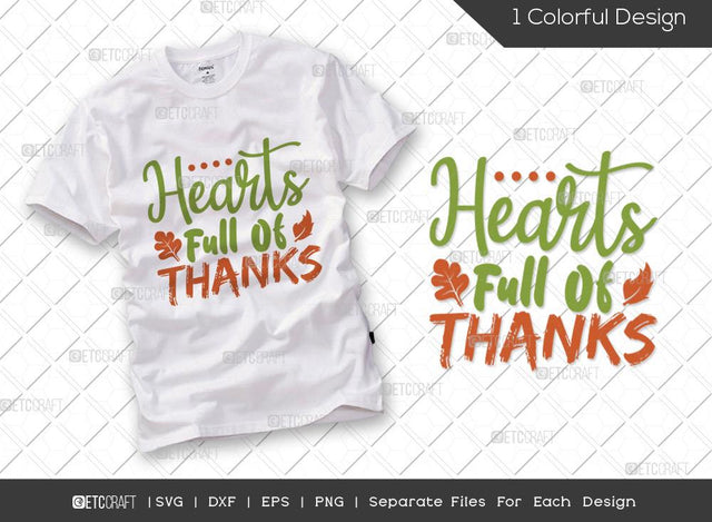 Hearts Full Of Thanks SVG Cut File | Give Thanks SVG | Autumn Leaves Svg | Thanksgiving Svg | Grateful Svg | Thankful Svg | Autumn Svg | Thanksgiving Quote SVG ETC Craft 
